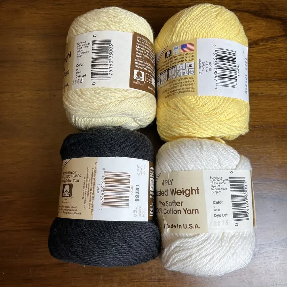 Lily Sugar n' Cream Cotton Yarn Lot Of 7 Skeins Various Colors Original & Mousse